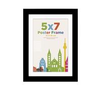 7x5 Picture Frame with 6x4 Mount, Wooden 13 x 18 cm Frames Featuring Clear Acrylic Glass for Table and Wall Mounting, Perfect for Portrait, Home, Office, Black