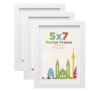 7x5 Picture Frames with 6x4 Mount, Wooden 13 x 18 cm Frames Featuring Clear Acrylic Glass for Table and Wall Mounting, Perfect for Portrait, Home, Office, White,3 Pack