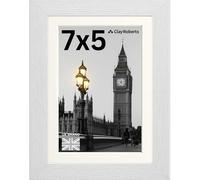 7x5 White Photo Frame, Picture Frames with 6x4 Mount, Wood Design Finish, Wall Collage Display or Tabletop & Wall Mount, Prints Photos & Pictures, Designer Profile with Mat for Home or Gift.