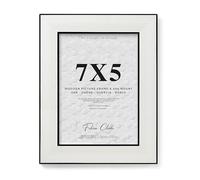 7x5 White Picture Frame with Black Edge Trim, Modern Contemporary Photo Frame for Home, Office or Gift