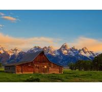 7x5FT (2.1x1.5m) Alpine Cabin Mountain Sunset Photography Backdrop