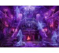 7x5FT (2.1x1.5m) Purple Haunted Palace Grand Stairs Photography Backdrop