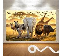 7x5FT African Savannah Wild Animal Backdrop Sunset Jungle Party Decor