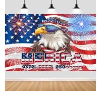 7X5ft American 250 Years Anniversary Backdrop 4th of July Independence Day American Flag Patriot Sign 1776-2026 Photography Background USA Birthday 250th Party Decorations Photo Booth Props