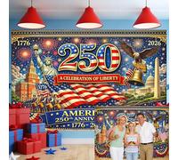 7X5ft American 250th Anniversary Decoration Backdrop - USA Celebration of Liberty Patriotic Background, Statue of Liberty, Eagle, Liberty Bell for 4th of July Independence Day Party Decor