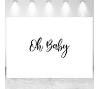 7x5ft Baby Shower Backdrop Black Oh Baby White Minimalist Art Photo Photography Background Kids Girls Baby Shower Party Banner Decorations Supplies Portraits Photo Studio Props