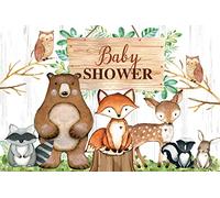 7x5ft Baby Shower Backdrop Wild Jungle Animals Photography Background Woodland Creatures Backdrop Greenery Zoo Animal Boy Baby Shower Party Cake Table Decorations Banner Photo Shot Props