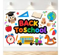 7x5FT Back to School Backdrop White Notebook Paper Style First Day of Preschool Photography Background Cartoon Owl Stationery Banner Teachers Kids Classroom Decorations Photo Booth Props