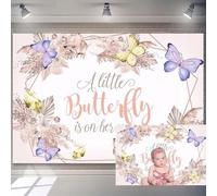 7x5ft Boho Butterfly Baby Shower Backdrop Boho Flowers Colorful Butterflies Photography Background for Girls Baby Shower Party Decoration A Little Butterfly is on Her Way Backdrop Banner Photo Prop