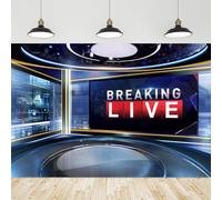 7x5FT Breaking News Studio Backdrop Red Blue Live TV Shows Newscaster Photography Background Broadcast Theme Party Decorations Office Business Video Props Home Decor Supplies