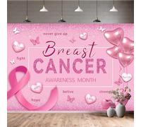 7X5ft Breast Cancer Awareness Backdrop Pink Ribbon October Breast Cancer Month Photography Background for Women Hope Faith Strength Courage Awareness Party Decorations Photo Booth Props