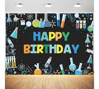 7x5ft Chemical Scientist Happy Birthday Backdrop Chemical Science Birthday Party Decorations Chemistry Lab Mad Scientist Photography Background Banner Photo Studio Props