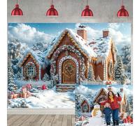 7X5FT Christmas Gingerbread House Backdrop, Winter Christmas Village Candy Snowy Landscape Photography Background, Xmas Eve Kids Party Banner Decor Portrait Photo Booth Props