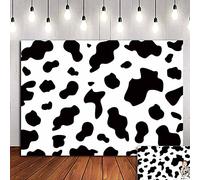 7x5FT Cow Party Photography Backdrops Black and White Cow Farm Animal Happy Birthday Photo Background Kid's Birthday Party Newborn Baby Shower Banner Props