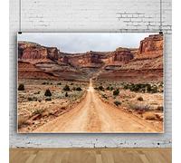 7x5ft Desert Theme Photography Background Yellow Dirt Road Stone Mountain Wall Backdrop Thorn Grass Desert Plant Background for Children Adult Adventure Photography Props
