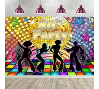 7x5FT Disco Backdrop Back to 80s Dance Party Photography Background Retro Disco Ball Let's Glow Crazy Neon Dance Night Adults Birthday Disco Theme Party Decorations Banner Photo Booth Props