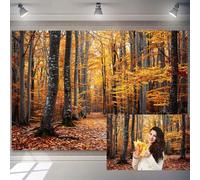 7x5ft Fall Forest Backdrop Autumn Natural Landscape Photography Background Orange Yellow Maple Tree Leaves Backdrops Fall Forest Scenery Background Outdoor Camping Hiking Theme Adults Photo Props