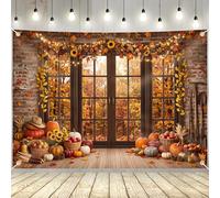 7x5ft Fall Photography Backdrop Autumn Maple Forest Leaves Pumpkin Thanksgiving Background Fall Harvest Banner Thanksgiving Day Fall Party Decorations Supplies Photo Booth Prop