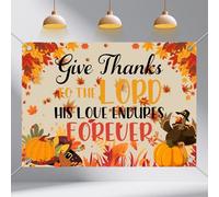 7x5ft Give Thanks to The Lord His Love Endures Forever Backdrop - Thanksgiving Decorations