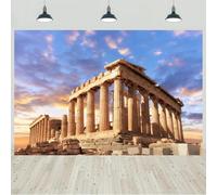 7x5ft Greece Parthenon Temple Backdrop Historical Architecture Famous Place Ancient Temple Column Photography Background Home Decorations Banner Portraits Photo Studio Props