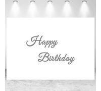 7x5ft Grey Happy Birthday Backdrop White Birthday Minimalist Art Photo Photography Background Kids Adults Birthday Party Banner Decorations Supplies Photo Studio Props