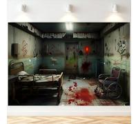 7x5FT Halloween Abandoned Hospital Backdrop Horror Haunted House Blood Handprint Photography Background for Kids Adults Creepy Scary Party Decorations Portrait Photo Studio Props