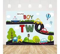 7x5ft Happy Birthday Backdrop for Kids Transportation 2nd Birthday Background for Boy Car Transportation Birthday Party Supplies for Boys Girls Birthday Photo Booth Props Cake Table Decorations