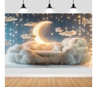 7X5ft Indoor Baby Backdrop Newborn Maternity Photo Photography Background for Boho Children Portrait Moon Star Backdrops Photo Booth Prop Cake Table Decorations Wall Decor Banner