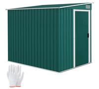 7x5FT Lean To Metal Garden Shed Foundation Included Outdoor Tool House Green