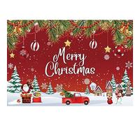 7x5ft Merry Christmas Backdrop - Red Truck Santa Photography Background With Snowflake & Christmas Ball Decor - Party Decoration Banner