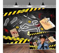 7x5ft Murder Mystery Party Decor Detective Photography Backdrop Agent Spy Theme Top Secret Police Office Backdrop Clue Evidence Crime Banner Party Decorations Teen Boys Mystery Photo Background