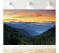 7x5FT Nature Mountain Forest Backdrop Natural Scenery Sunrise Pine Trees Lake Landscape Photography Background Kids Adults Outdoor Camping Birthday Decorations Photo Studio Props