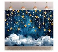 7x5FT Navy Blue Galaxy Starry Sky Gold Clouds Photography Background Twinkle Little Star Backdrop Banner Polyester Fabric Shooting Studio Video Party Decorations Supplies