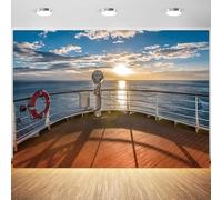 7x5ft Ocean Backdrop Cruise Ship Deck Party Photography Background Birthday Nautical Theme Summer Sunset Scenery Birthday Decoration Supplies Photo Booth Props