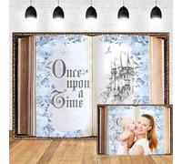 7x5ft Once Upon a Time Backdrop Fairy Books Castle Romantic Blue Flowers Background for Photography Princess Birthday Party Decorations Supplies Baby Shower Bridal Shower Party Photo Booth Props