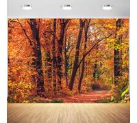 7x5ft Polyester Fall Backdrop for Photography Autumn Forest Scenery Background Thanksgiving Day Friendsgiving Party Decorations Photo Booth Props Fabric