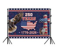 7X5ft Red Blue 250 Years Backdrop, Independence Day America 250th Anniversary Celebration Background with Eagle, USA Map, American Flag, 4th of July Decorations, USA Theme Party and Event Decor