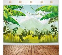 7x5ft Soft/Durable Fabric Photography Backdrop Green Spring Forest Wall Safari Jungle Birthday Party Supplies Baby Shower Decorations Background Banner