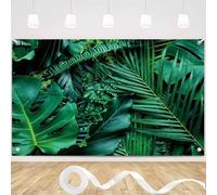 7x5FT Tropical Green Leaves Photography Backdrop Jungle Palm Leaf Background Banner for Hawaiian Luau Party Birthday Baby Shower Safari Themed Photoshoot Photo Studio Props Polyester
