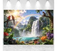 7x5ft VBS 2026 Backdrop Rainforest Falls Vacation Bible School Jungle Photography Background Rainforest Theme Sunday School Classroom Banner Decorations Photo Studio Props