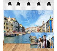 7x5ft Venice Italy Photography Backdrop Rialto Bridge Gondola Grand Canal Blue Sky European Architecture Europe Photography Background Italian Party Decorations Photo Booth Props