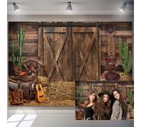 7x5ft Western Cowboy Backdrop Wild West Rustic Barn Photography Background for Western Party Decoration Supplies Vintage Cowboy Theme Room Decoration Wallpaper Cool Cowboys Portrait Photo Props