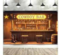 7X5ft Western Cowboy Bar Backdrop Vintage Rustic Wooden Saloon Photography Background for Wild West Country Theme Party Kids Adults Birthday Party Photo Booth Prop Wall Decor Banner