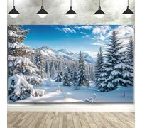 7X5ft Winter Snow Backdrop Snow Covered Pine Fir Forest Photography Backdrop for Christmas Xmas Family Holiday Party Decor Supplies Banner Kids Adults Photo Wallpaper