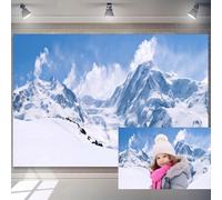 7x5ft Winter Snow Mountain Backdrop Blue Sky Clouds Snowy Mountain Snowfield Landscape Photography Background for Christmas New Year Party Decoration Winter Holiday Snow Scene Photo Booth Props