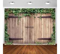 7X5FT Wooden Barn Doors Backdrop Rustic Antique Brown Woods Shabby Chic Farmhouse Photography Backgrounds Photo Shoot Party Birthday Decor Props Photo Shoot
