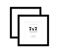 7x7 Black Picture Frame with Mount for 5x5 Photos, Prints - Modern Square Wall Frame, Set of 2