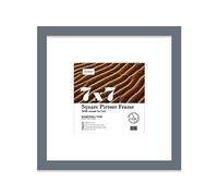 7x7 Grey Picture Frame with Mount for 5x5 Photos, Prints - Modern Square Wall Frame, 1 Pack