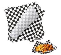 7x7 Inch Deli Paper Sheets, 1000-Pack Black Checkered Wax Paper Sheets for Food Baskets, Sandwich Wrap & Food Truck Catering