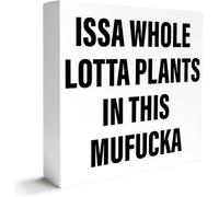 7x7 Inch Funny Plant Box Sign White Black Desk Shelf Decor